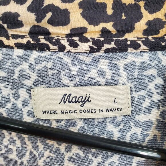 Maaji Tie Front Animal Print Long Sleeve Cover Up Top Women Size Large NWT - Picture 4 of 12